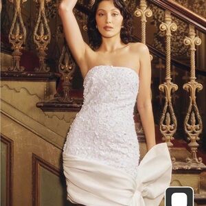 Meshki Strapless White Mini Dress with Textured Bodice